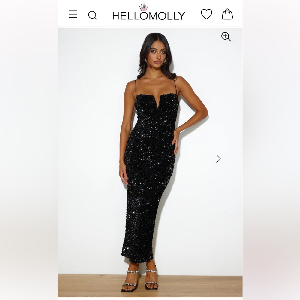 Hello Molly PARTY MOOD SEQUIN MAXI
DRESS BLACK, size Large,US 8 Prom Formal Wear